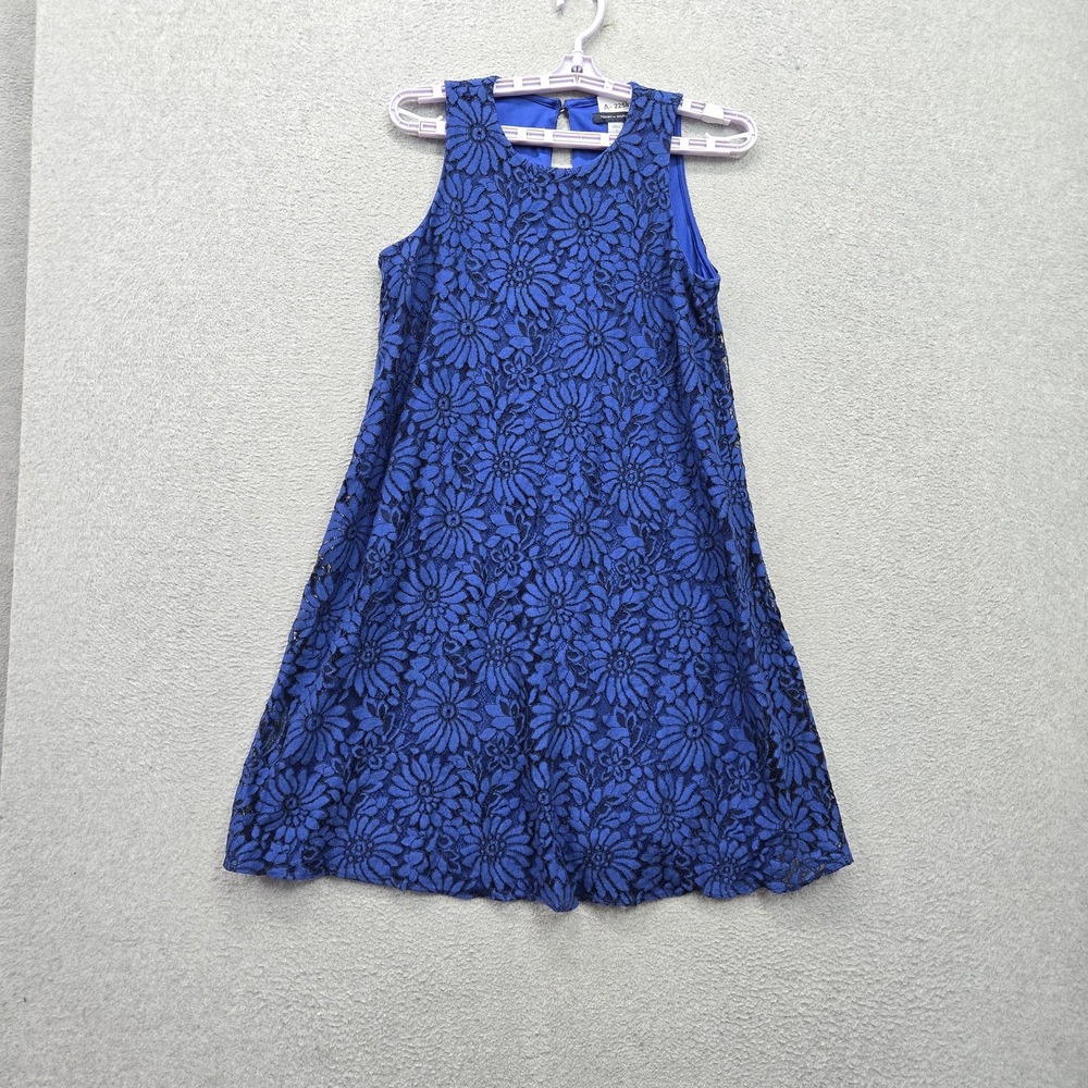 Tommy Hilfiger Women Dress 2 Blue Nylon Polyester Floral A-Line NWT